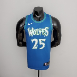 75th Anniversary 2202 Season ROSE#25 Minnesota Timberwolves City Edition Blue NBA Jersey