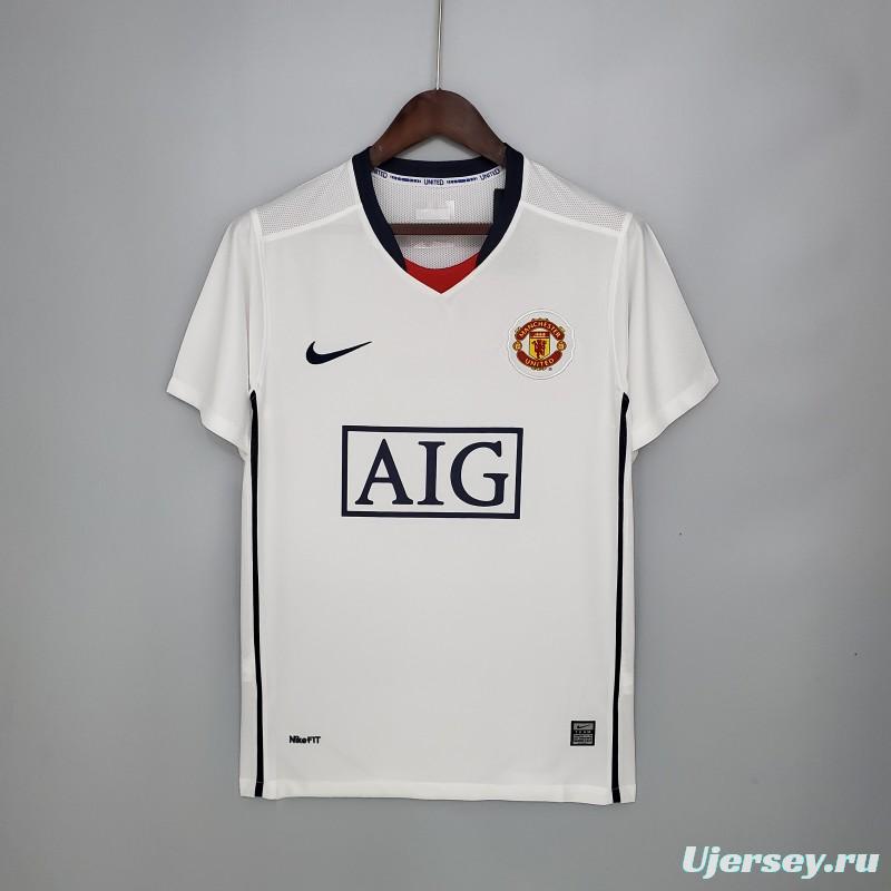 Retro Manchester United 08/09 League Edition away White Soccer Jersey