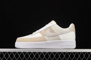 NIKE Air Force 11607 Beach Coconut Milk Leather Milk Tea splicing low-top leisure sports board shoes DD6618-100