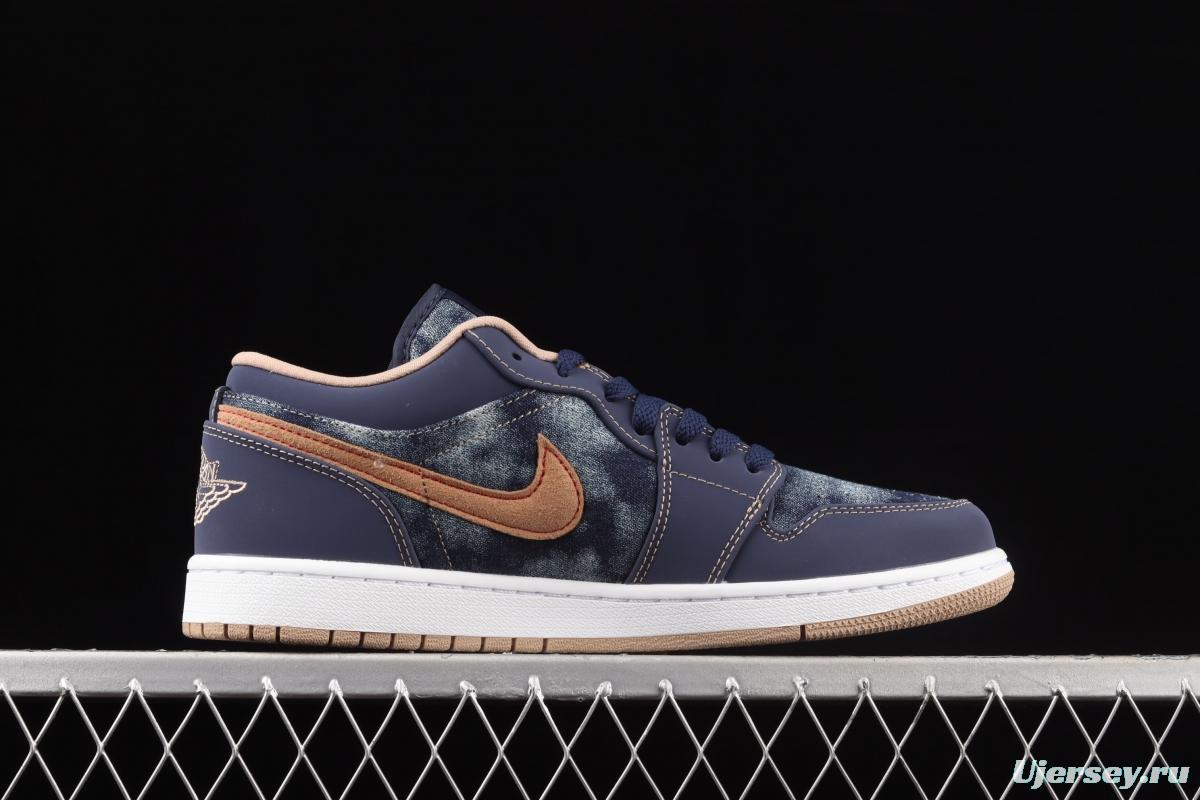 Air Jordan 1 Low dark blue denim low side culture leisure sports shoes DH1259-400