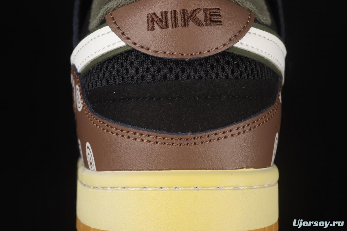 NIKE DUNK Scrap stitching and stitching low upper skateboard shoes dark brown DB0500-200
