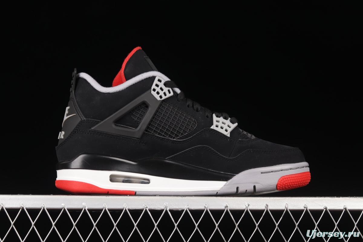 Air Jordan 4 Retro Bred first year engraving new black and red head layer frosted 308497-060