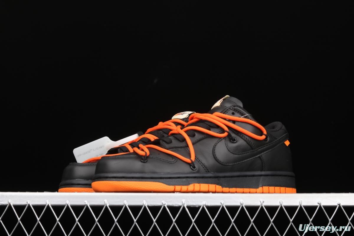 OFF-White x Futura x Nike DUNK Low Black Orange Tripartite name Black Orange Deconstruction Board shoes CT0856-005X