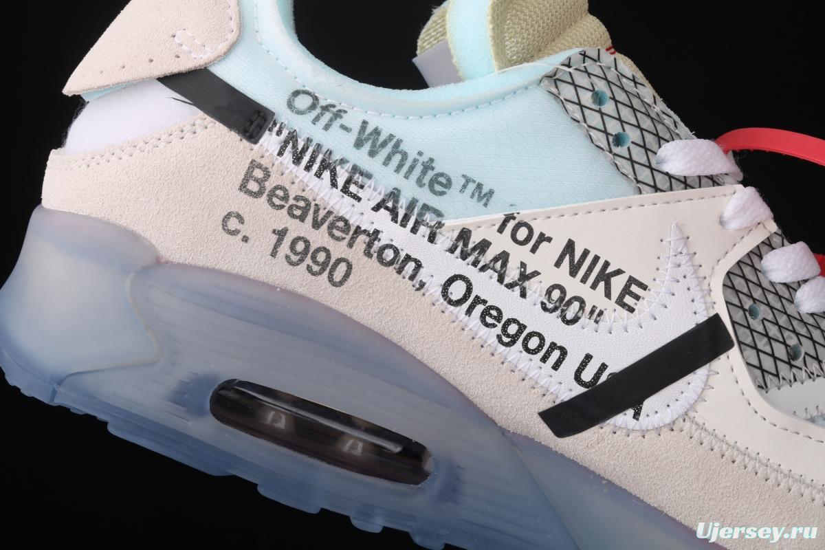 OFF-White x NIKE Air Max 90 OW joint limited edition classic air cushion running shoes AA7293-100