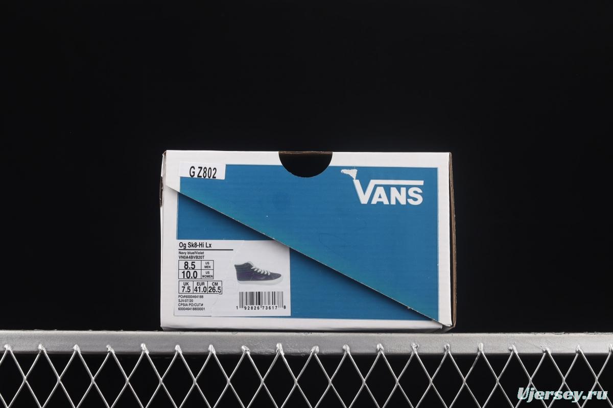 Vans Sk8-Hi vintage navy blue color matching high-top classic canvas skateboard shoes VN0A4BVB20T