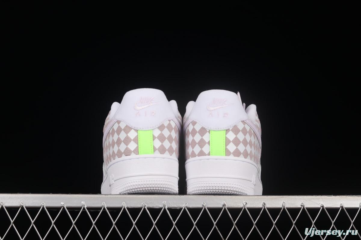 NIKE Air Force 1x 07 Low chessboard white and purple low-top casual board shoes CJ9700-500