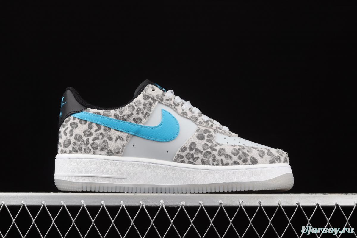 NIKE Air Force 1 Low Leopard gray, white and blue leopard print low-top casual board shoes DDJ6192-001