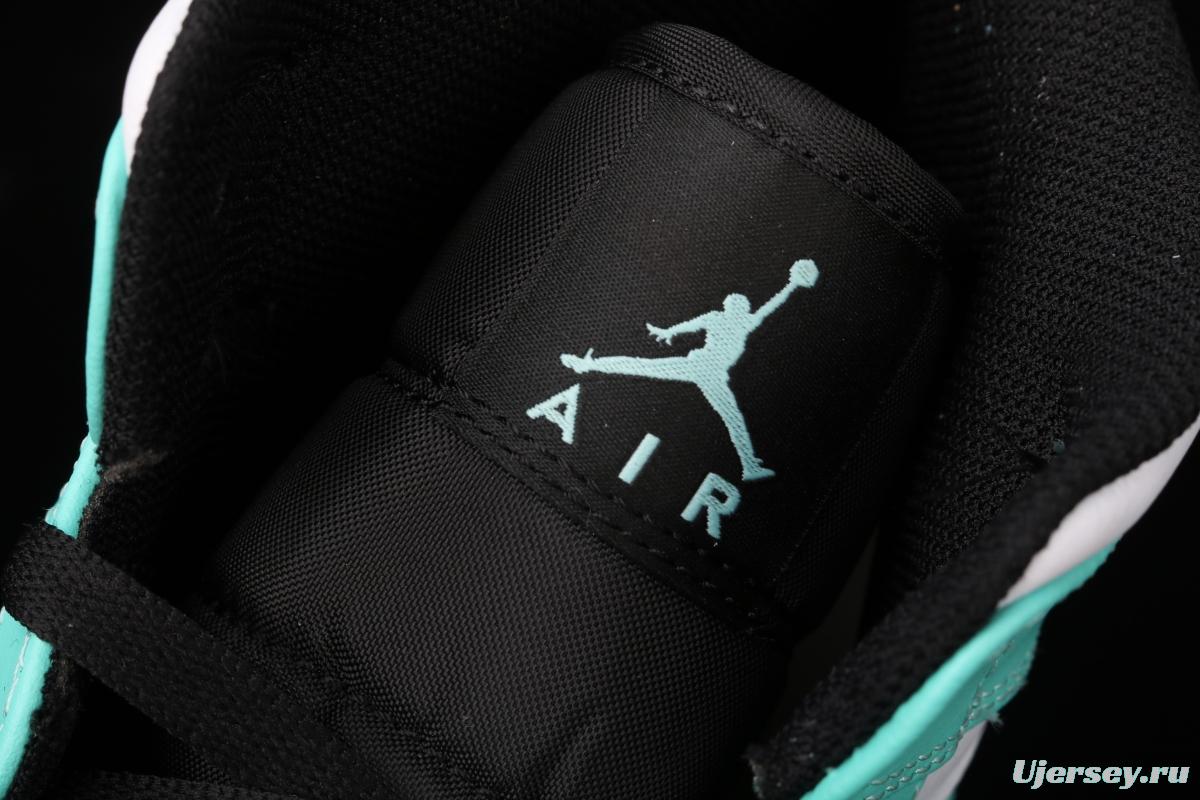 Air Jordan 1 Mid black and blue basketball shoes 554724-132