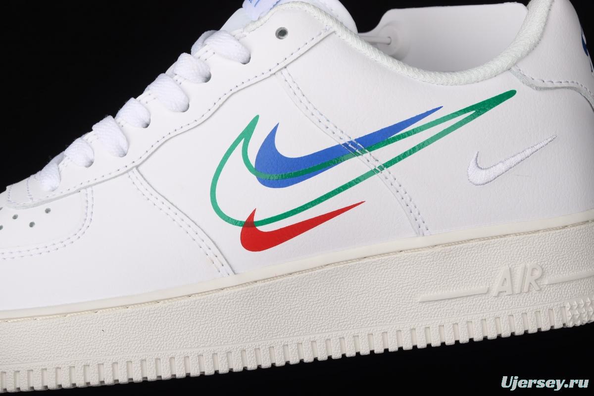 NIKE Air Force 1 Low Multi Swoosh all-white colorful low-top casual board shoes DM9096-101