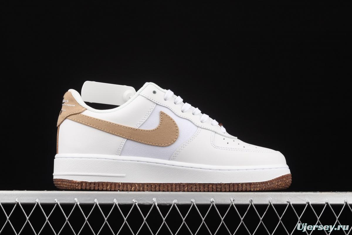 NIKE Air Force 1x07 sail leather spliced low-top casual board shoes CZ0338-101