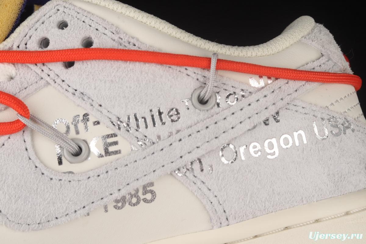 OFF-White x NIKE DUNK Low OW suede SB buckle rebound fashion casual board shoes DJ0950-110,