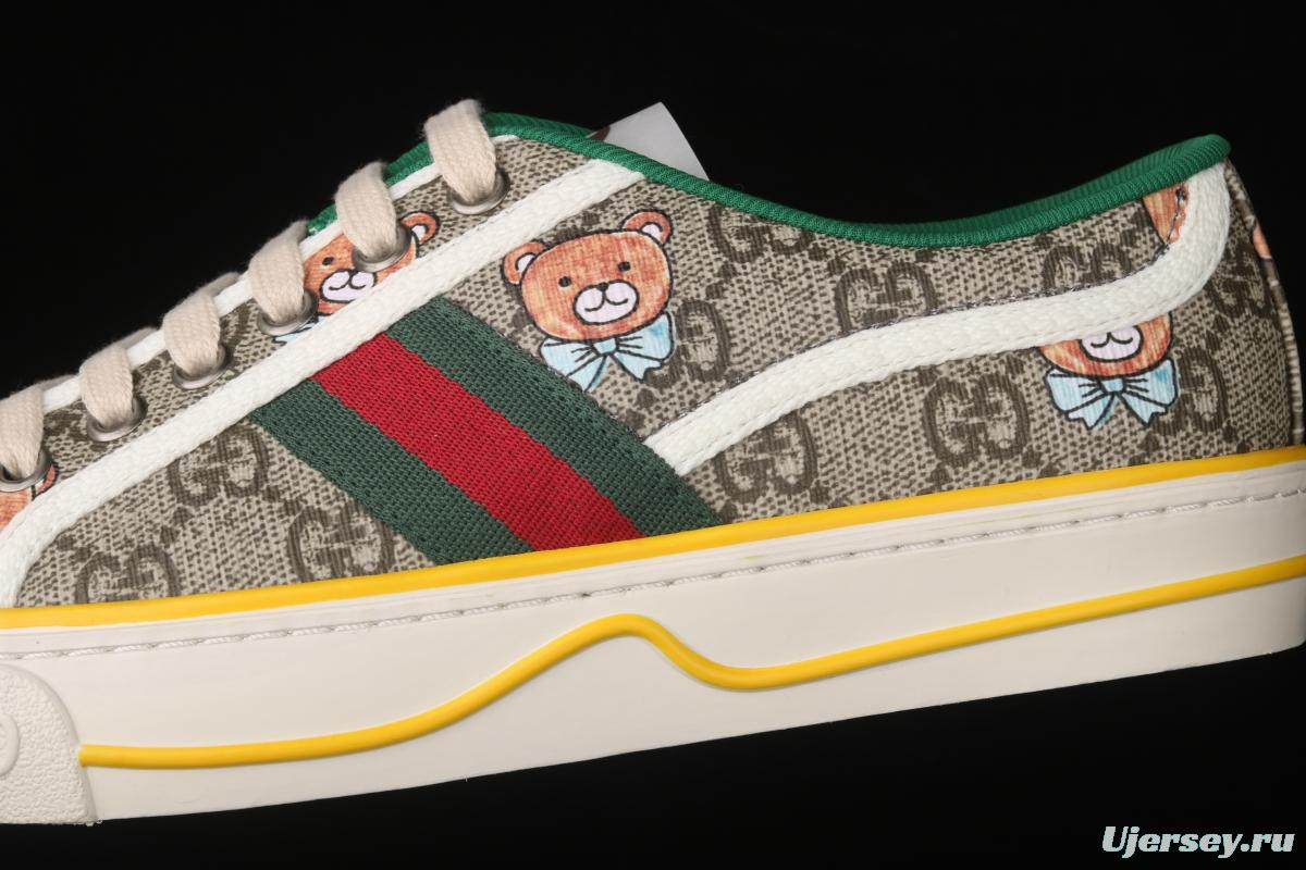 Gucci Tennis 1977 Print Sneaker canvas bear printed retro leisure sports board shoes