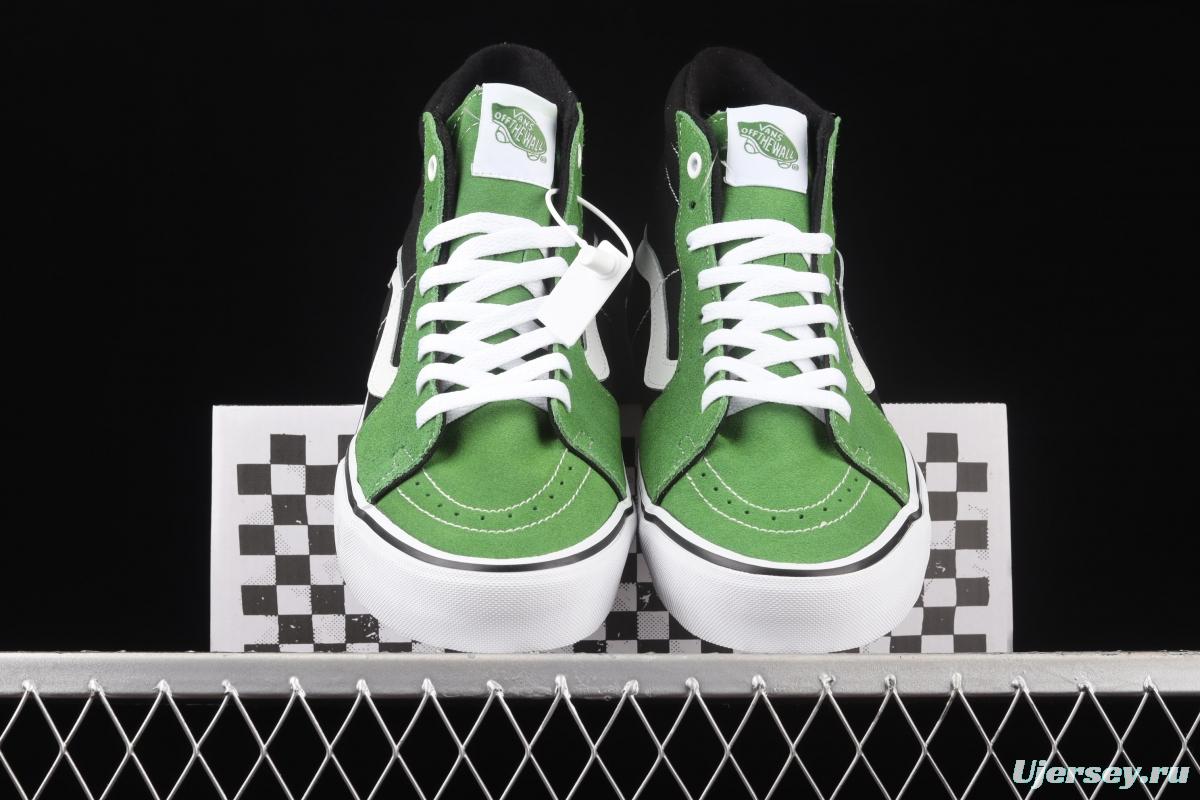 Vans Skate Sk8 Hi black and green side standard chessboard checkered high-top casual board shoes VN0A5FCC3OH