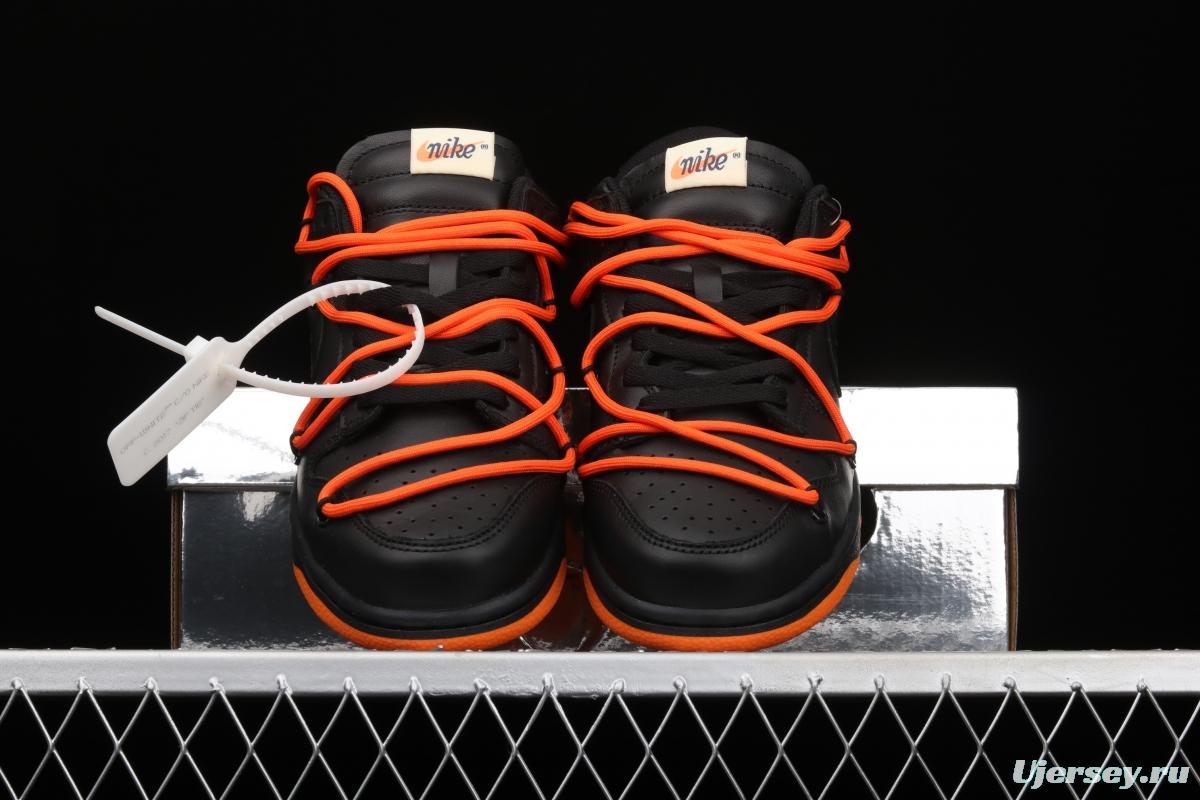 OFF-White x Futura x Nike DUNK Low Black Orange Tripartite name Black Orange Deconstruction Board shoes CT0856-005X