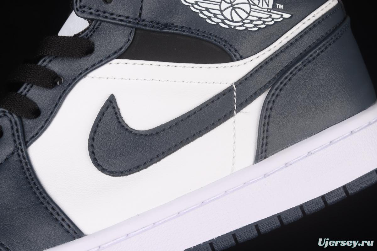 Air Jordan 1 Mid Dark Teal Qinglan Zhongbang basketball shoes 554724-411