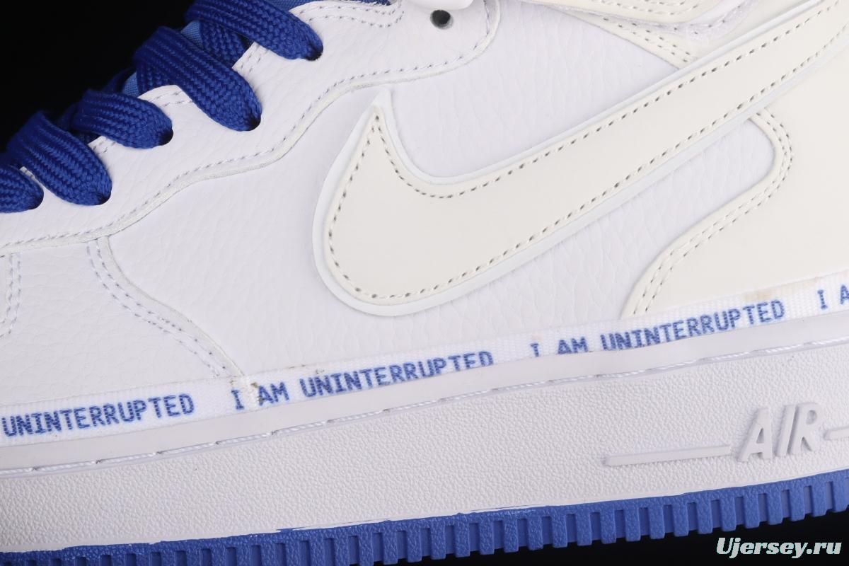 NIKE Air Force 1x 07 Mid x Uniterrupted white and blue graffiti James co-signed the same 3M reflective medium side leisure sports board shoes CT1206-600