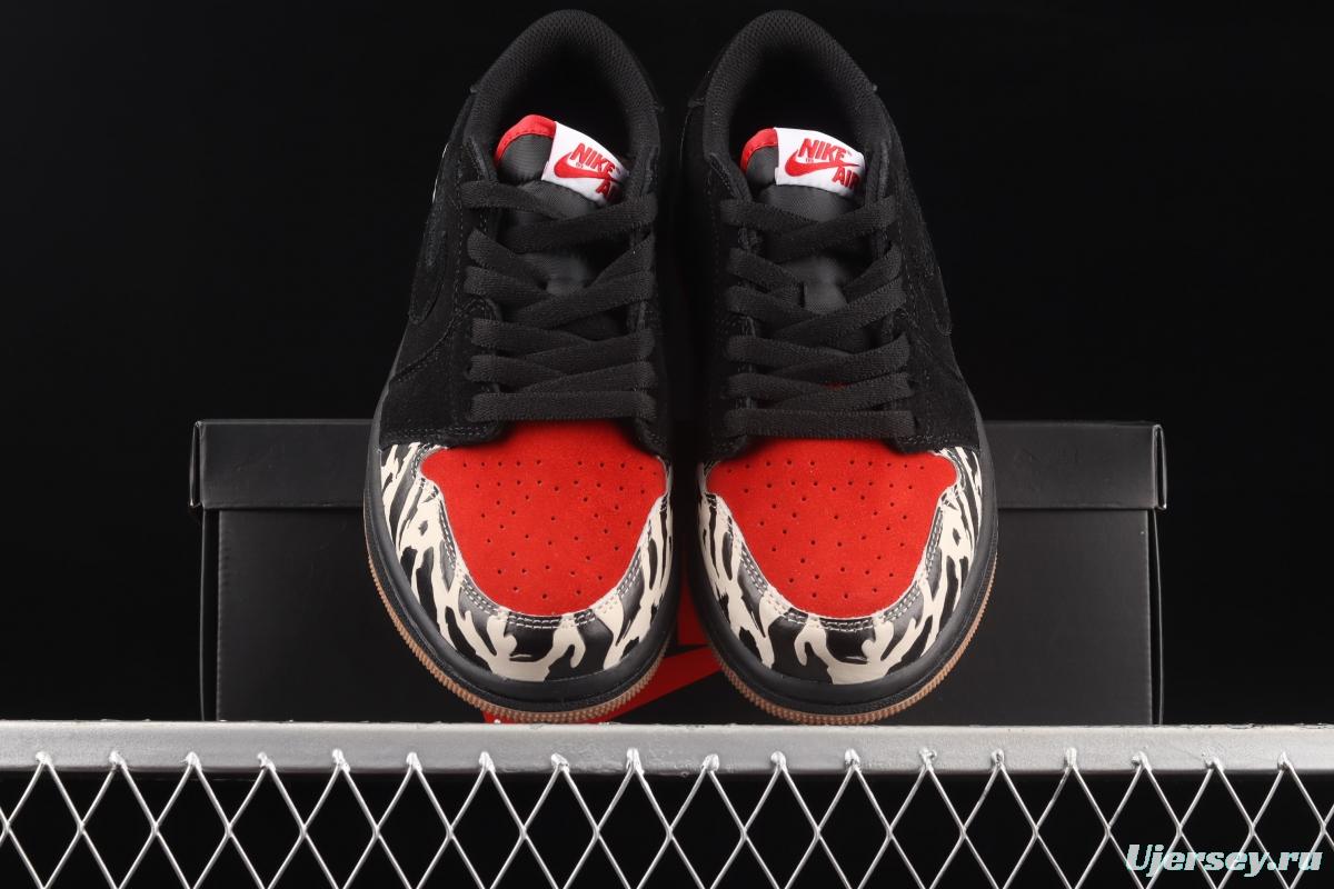 Air Jordan 1 Low Carnivore predator theme black and red low-side cultural board shoes DN3400-001