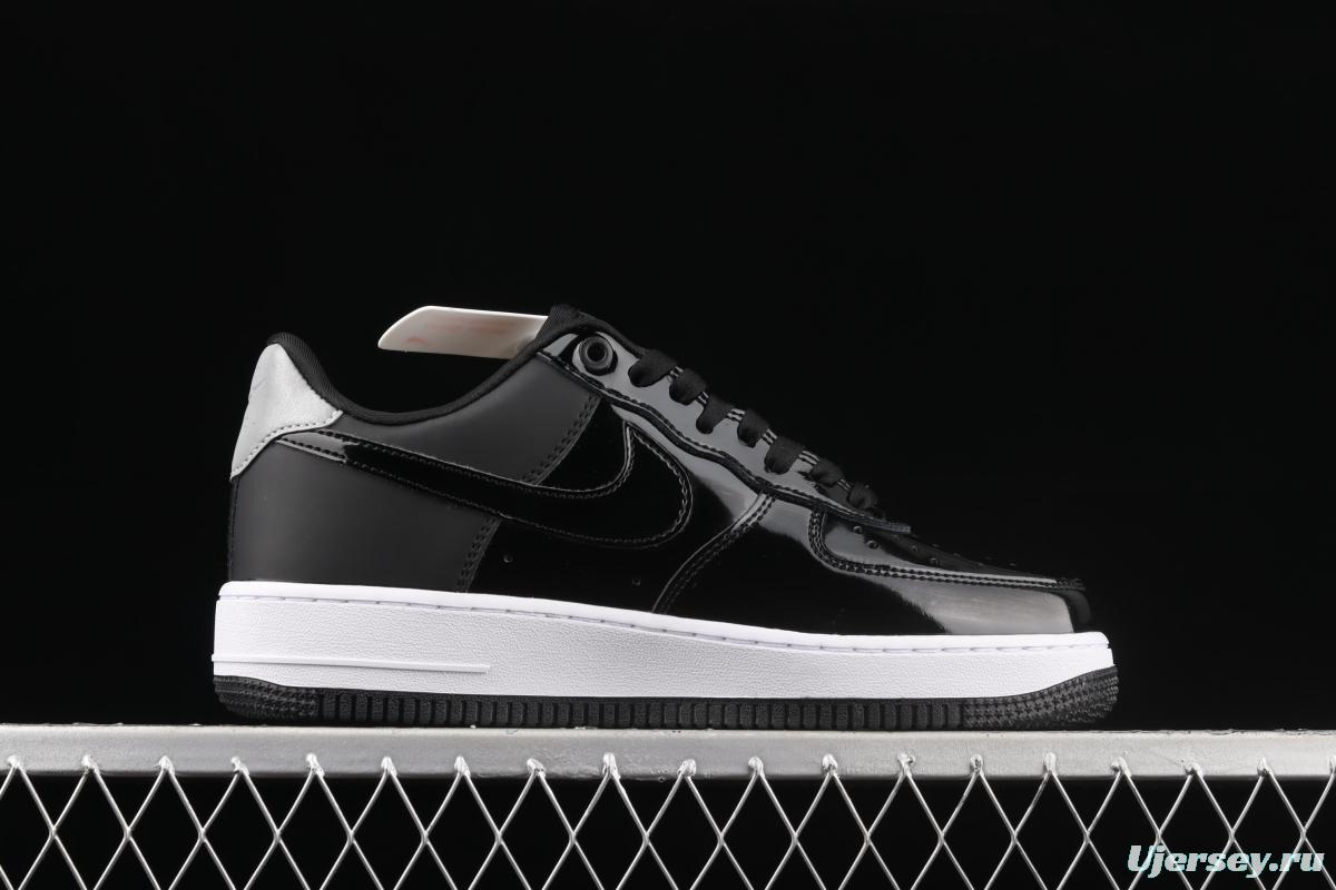 NIKE Air Force 1' 07 Low SE Prm lacquered leather black and white 3M reflective low-top casual board shoes AH6827-001