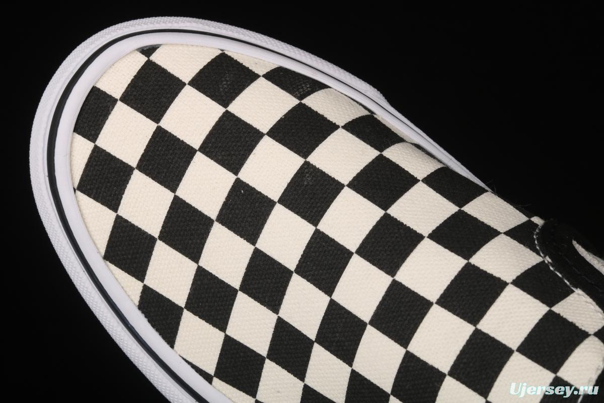 Vans Asher black and white checkerboard plaid Loafers Shoes retro low upper canvas casual shoes VN000SEQIPD