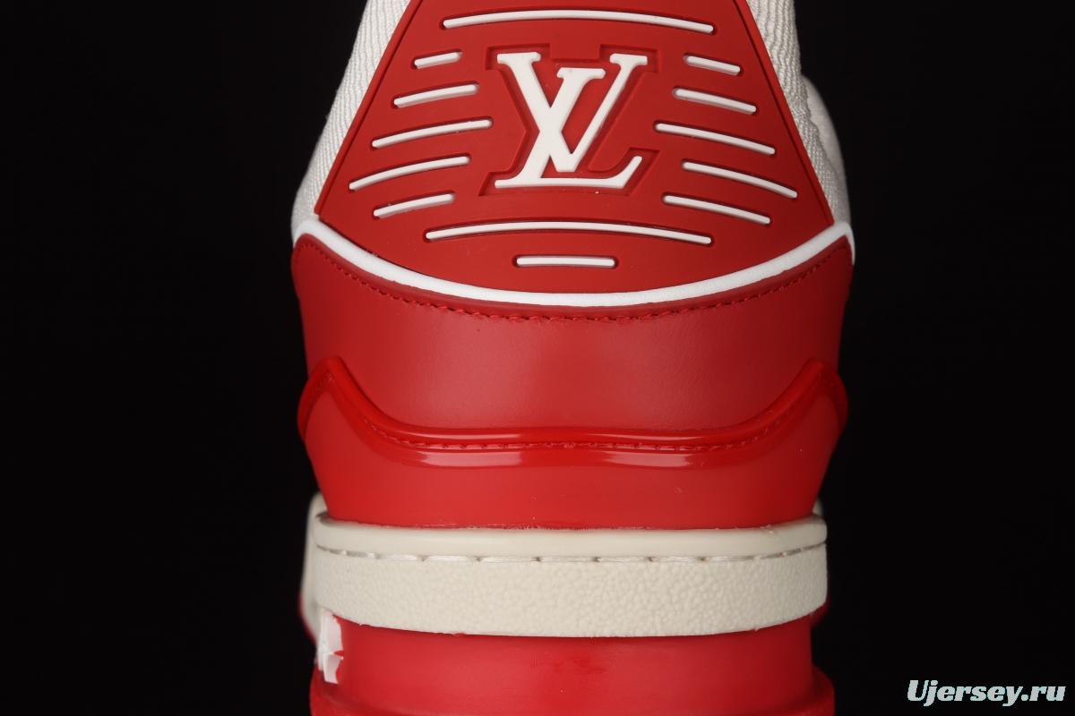 Authentic LV 2021ss early spring fashion catwalk sneakers 410N RED WHITE