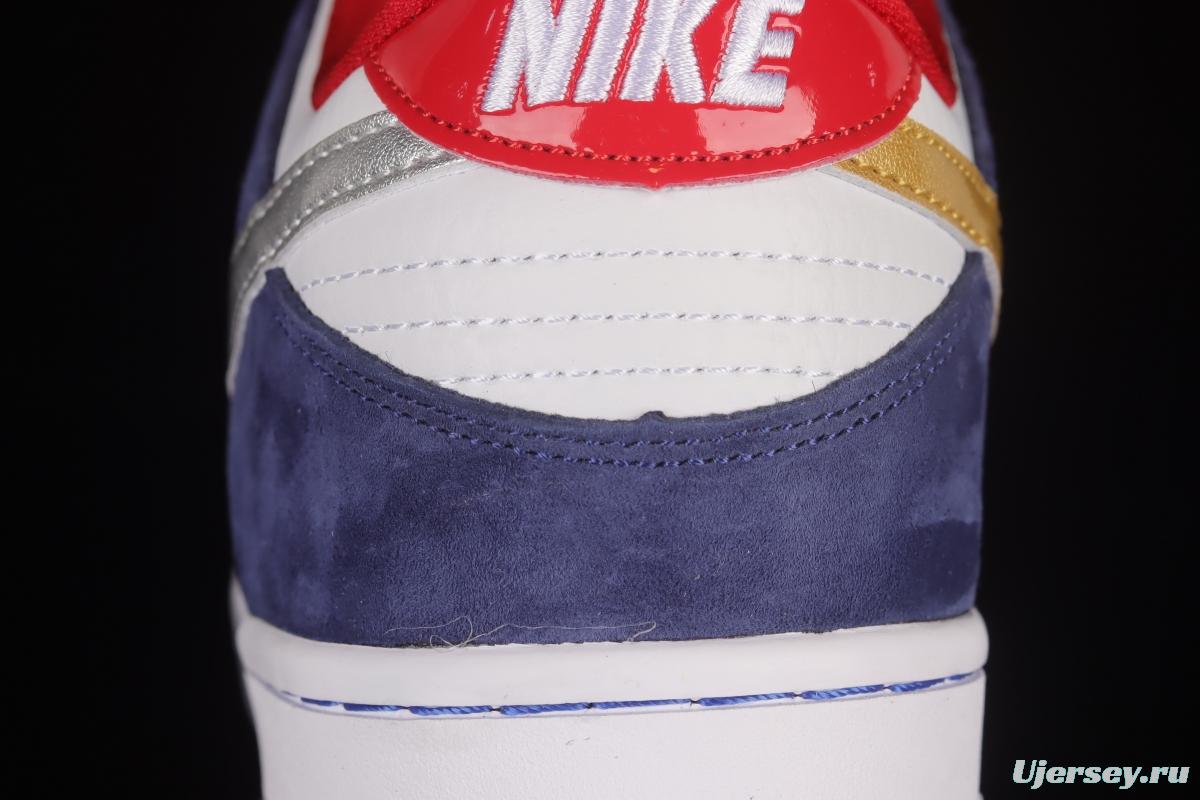 NIKE SB DUNK Low Prm QS Paris BMW Gold and Silver Hook Casual Sneakers 839685-416