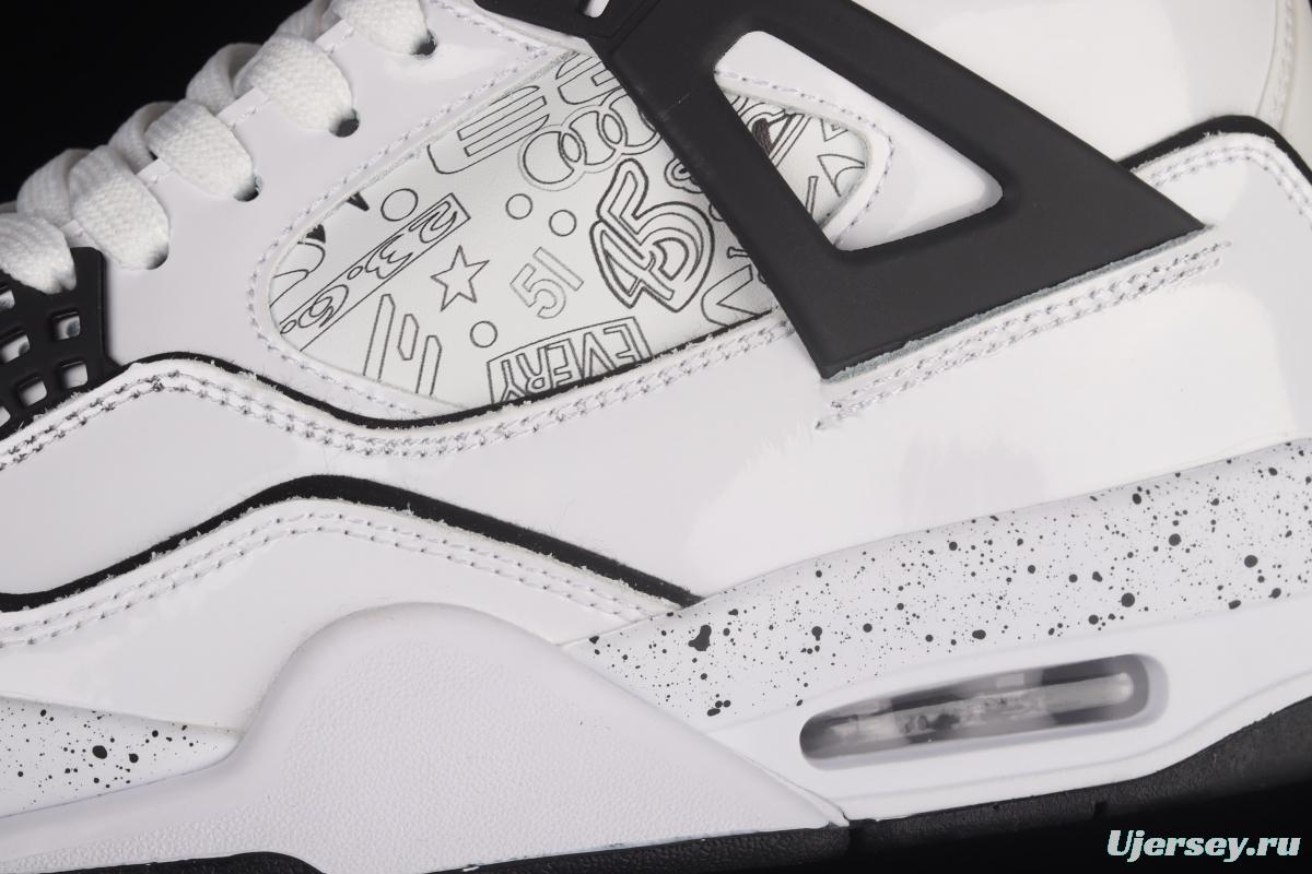 Air Jordan 4 Retro GS Light Smoke Grey lacquered leather manuscript DC4101-100