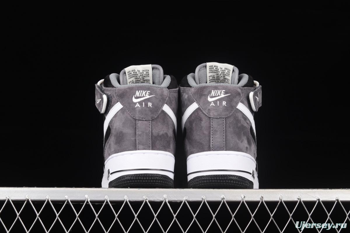 NIKE Air Force 1' 07 Mid dark black and gray suede medium top casual board shoes QT3369-996