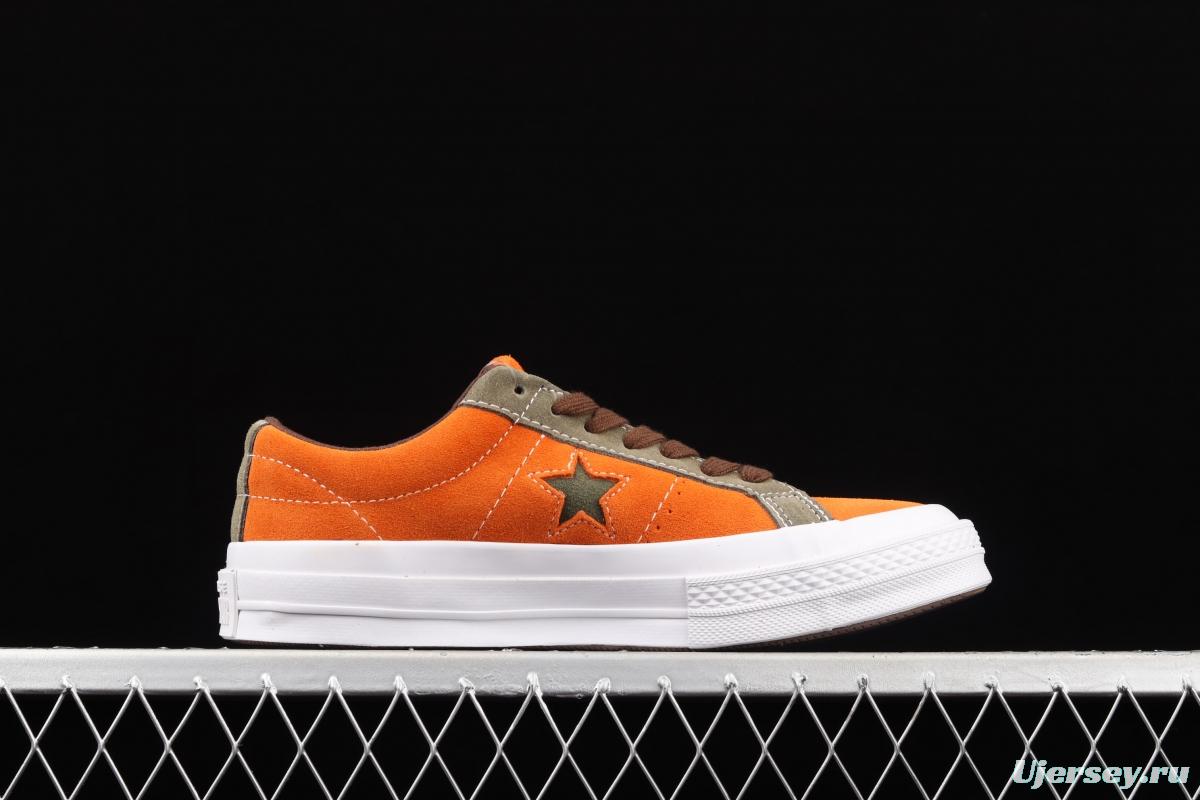Converse One Star Converse dirty orange-green fur-turned one-star low-top board shoes 161617C