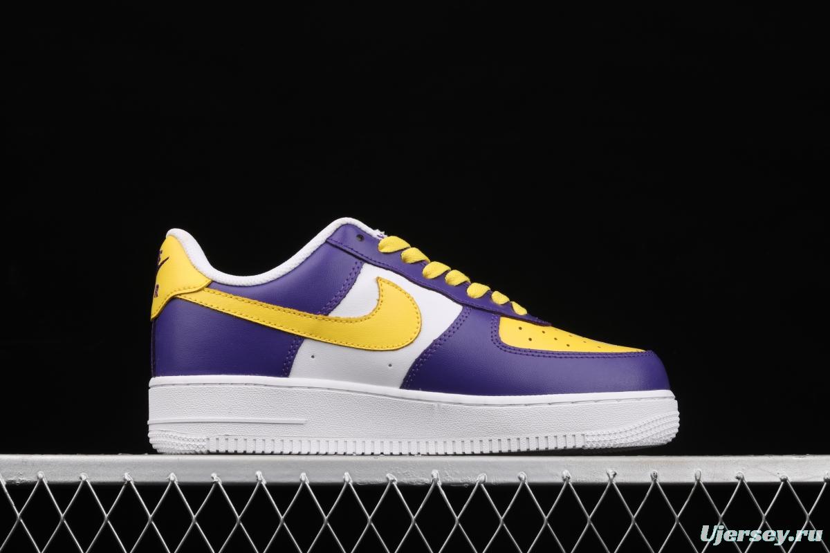 NIKE Air Force 1: 07 co-signed Kobe Bryant Lakers LA white and purple shoes with yellow color low-top casual shoes 315122-118