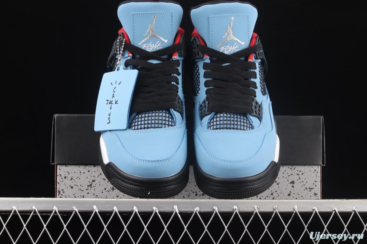 Travis Scott Cactus Jack x Air Jordan 4 Joe 4 AJ4 joint suede blue headcoat genuine standard 308497-406