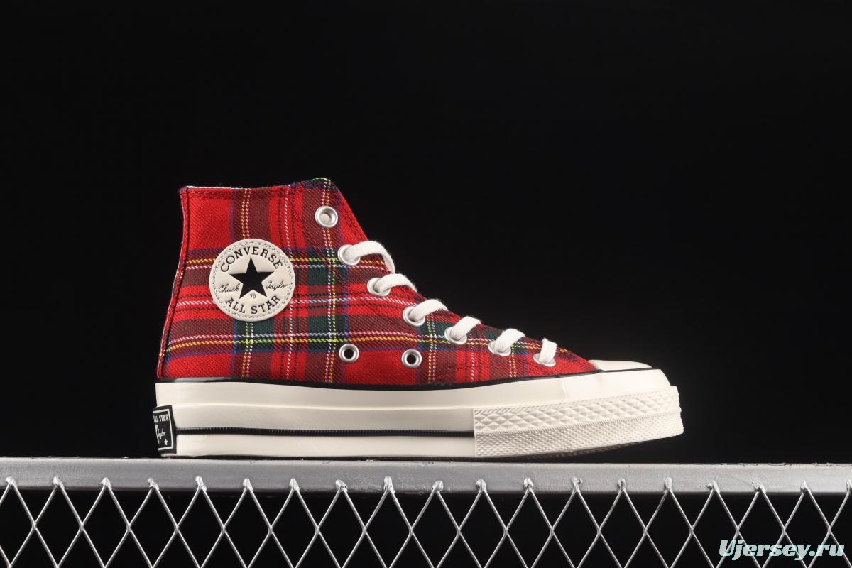 Converse Chuck 1970's Converse Christmas red checkered high-top casual board shoes 169257C