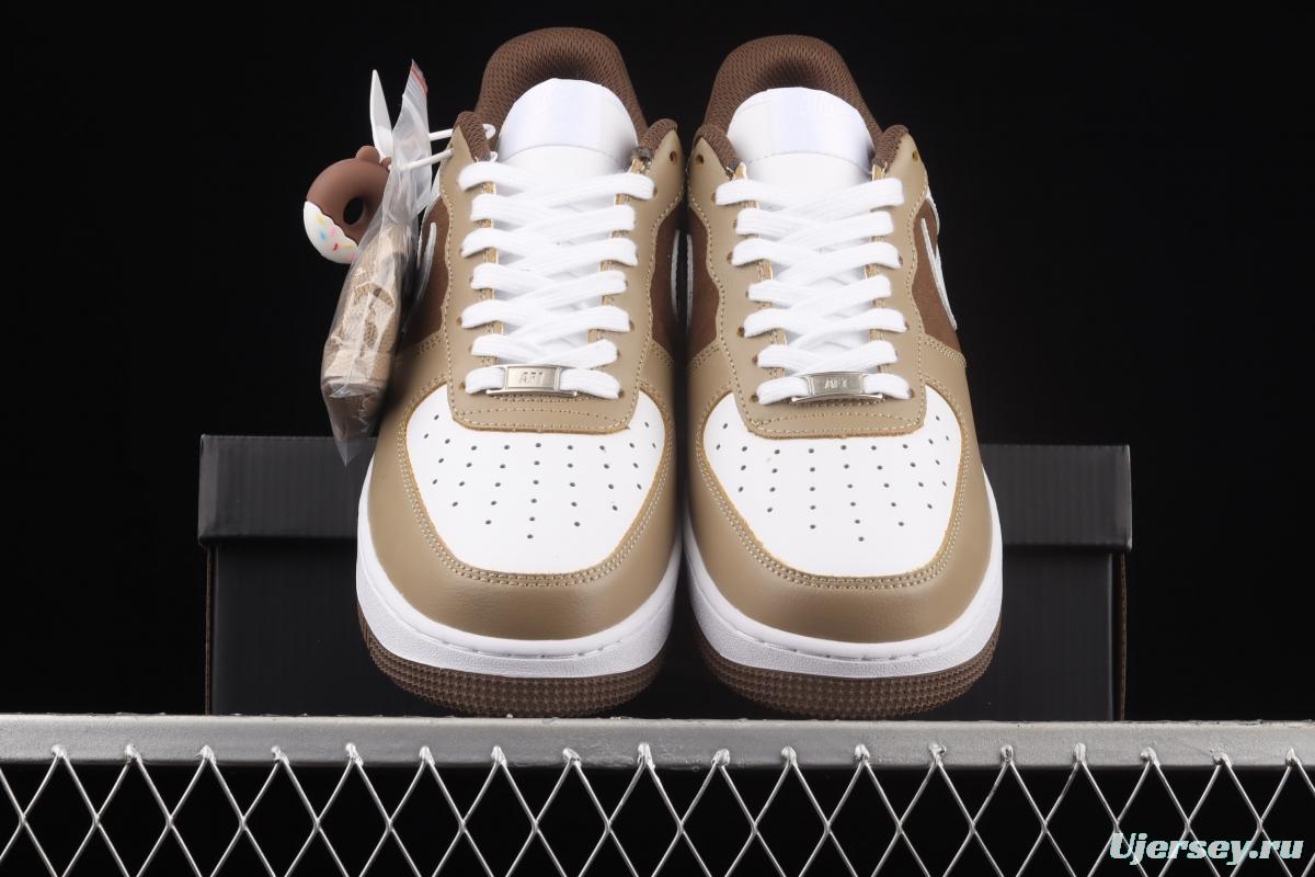 NIKE Air Force 1x07 Cappuccino cappuccino low-side color casual board shoes CW2288-902