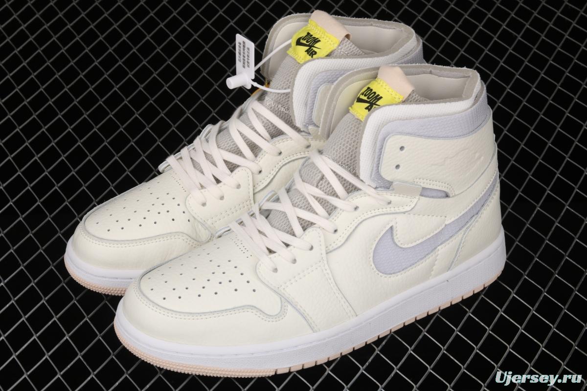 Air Jordan 1 Zoom Air CMFT Pearl White High Top Basketball shoes CT0979-107