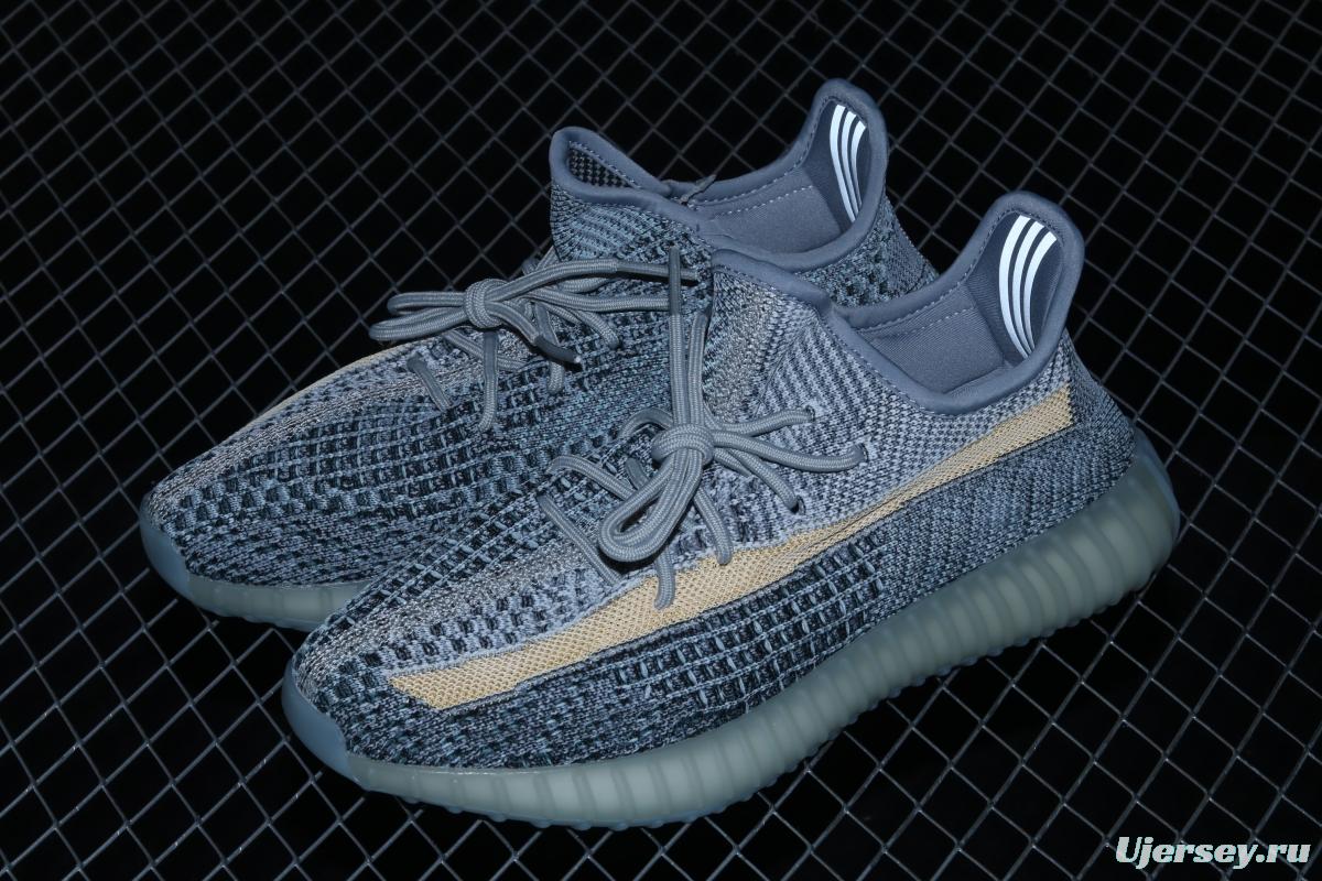 Adidas Yeezy 350 Boost V2 Ash Blue GY7657 Darth Coconut 350 second generation hollowed-out water-washed tannins color matching