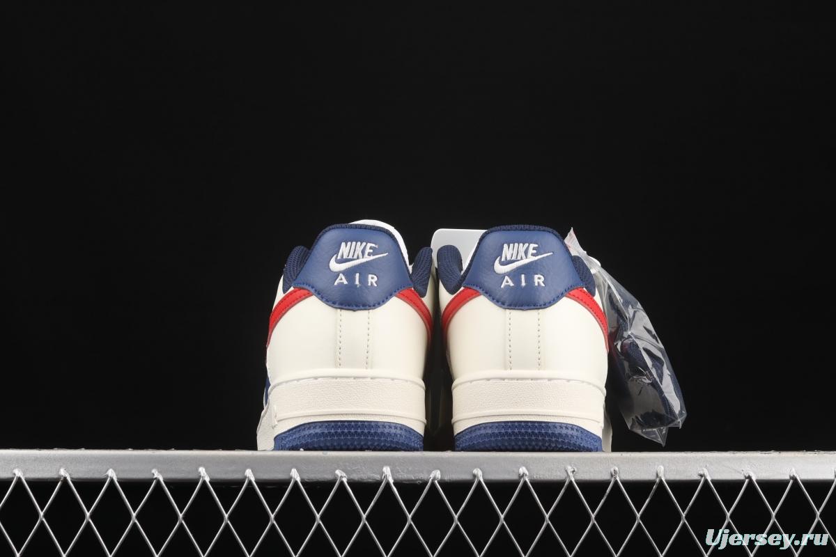 NIKE Air Force 1x07 Low white, blue and red stitching low-top casual board shoes CW2288-901