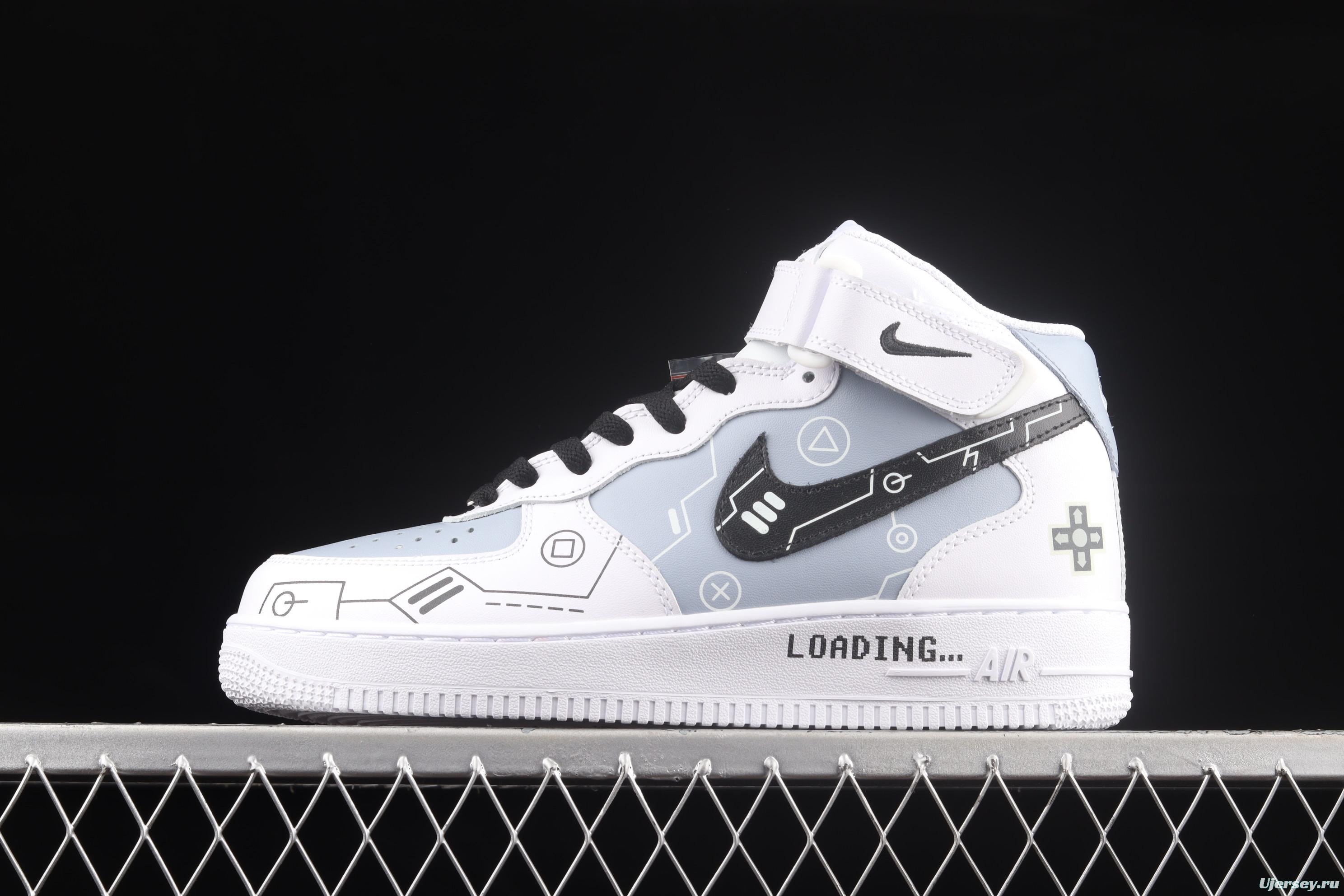 NIKE Air Force 11607 Mid PS5 video game theme black and white gray glossy shoes body upper casual board shoes CW2288-115