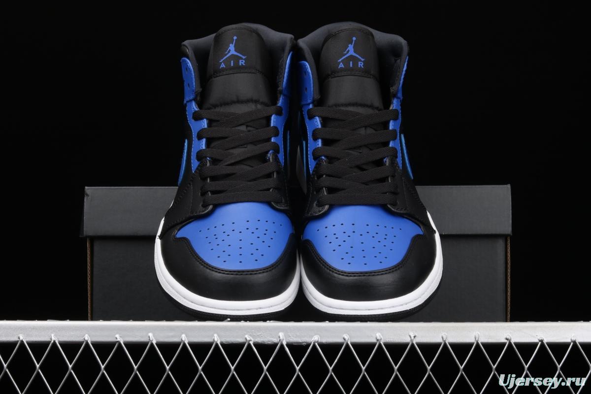 Air Jordan 1 Mid black and blue Zhongbang basketball shoes 554724-077