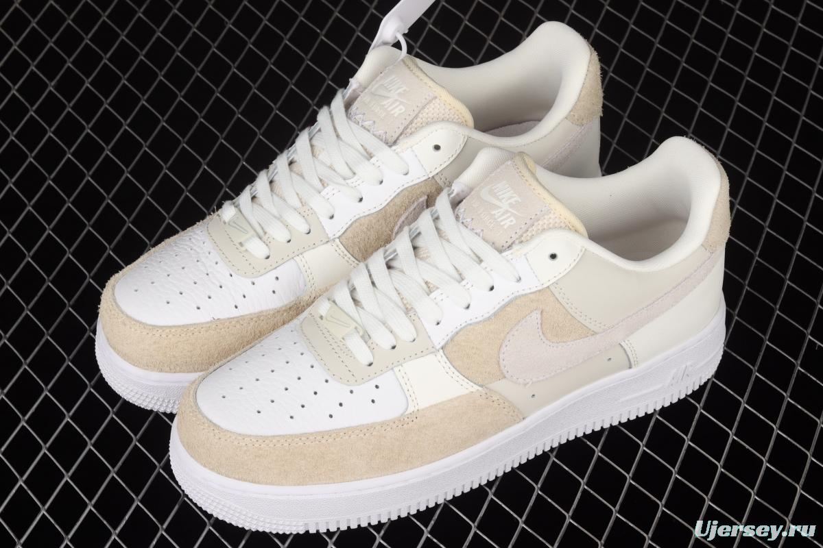 NIKE Air Force 11607 Beach Coconut Milk Leather Milk Tea splicing low-top leisure sports board shoes DD6618-100