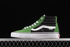 Vans Skate Sk8 Hi black and green side standard chessboard checkered high-top casual board shoes VN0A5FCC3OH