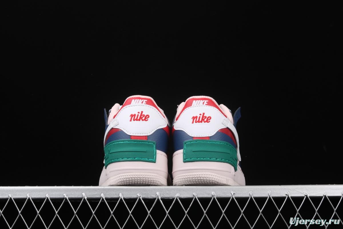 NIKE Air Force 1 ShAdidasow blue, pink and green light weight heightened low-top white board shoes CI0919-400