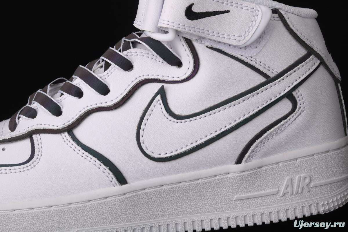 NIKE Air Force 1' 07 Mid laser white 3M reflective medium-help leisure sports board shoes 368742-810