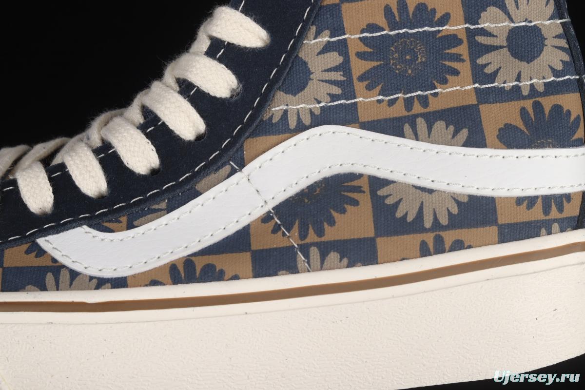 Vans Sk8-Hi 138Dec checkerboard daisies printed high-top casual board shoes VN0A3MV1A5A