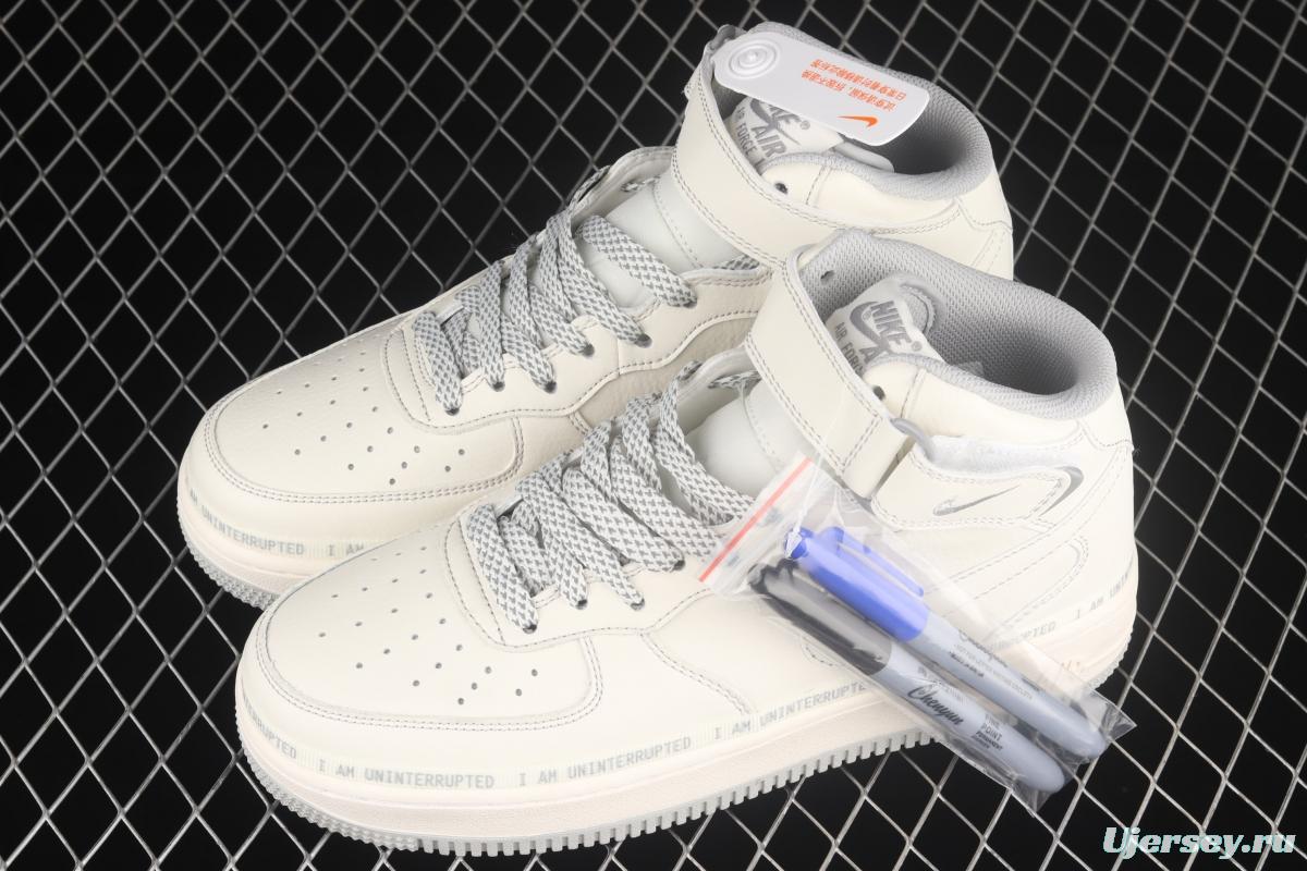 NIKE Air Force 1x 07 Mid x Uniterrupted James co-signed graffiti 3M reflective medium side leisure sports board shoes NU3380-636