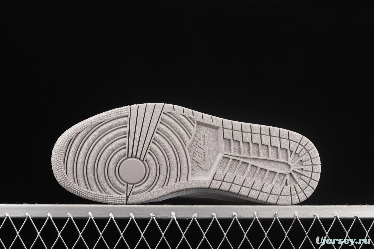 Air Jordan 1 Mid grey middle-top basketball shoes of the Central Asian Hemp College 554724-082