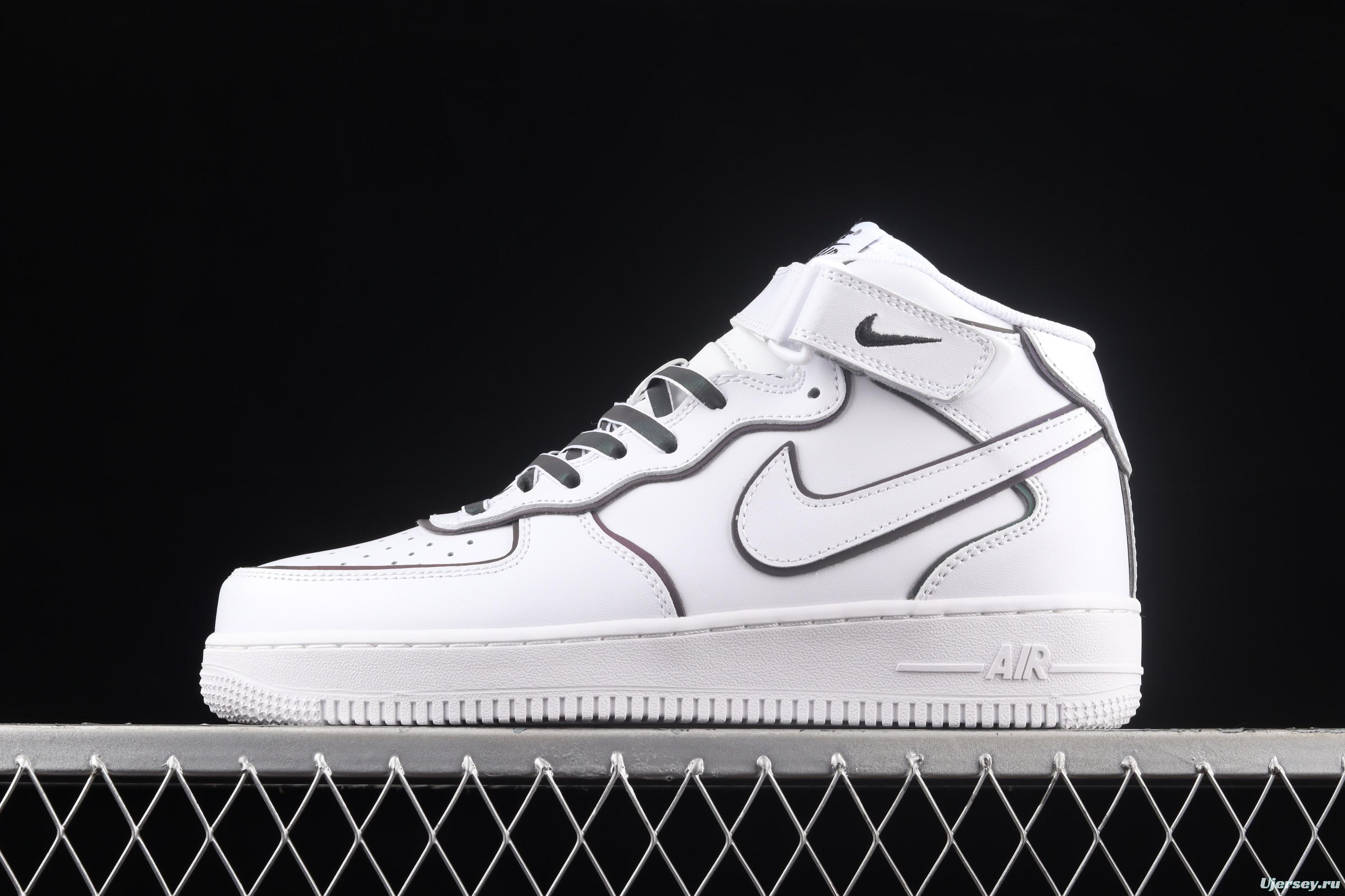 NIKE Air Force 1' 07 Mid laser white 3M reflective medium-help leisure sports board shoes 368742-810