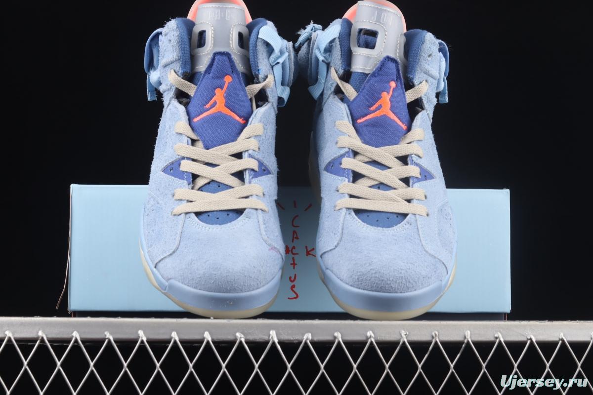 Travis Scott x Air Jordan 6 Cerulean Joint name Sky Blue DH0690-400