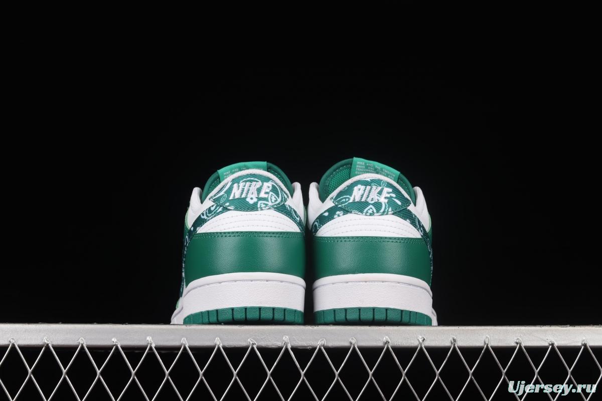 NIKE DUNK Low Green Paisley cashew nuts white and green SB buckle rebound fashion casual board shoes DH4401-102