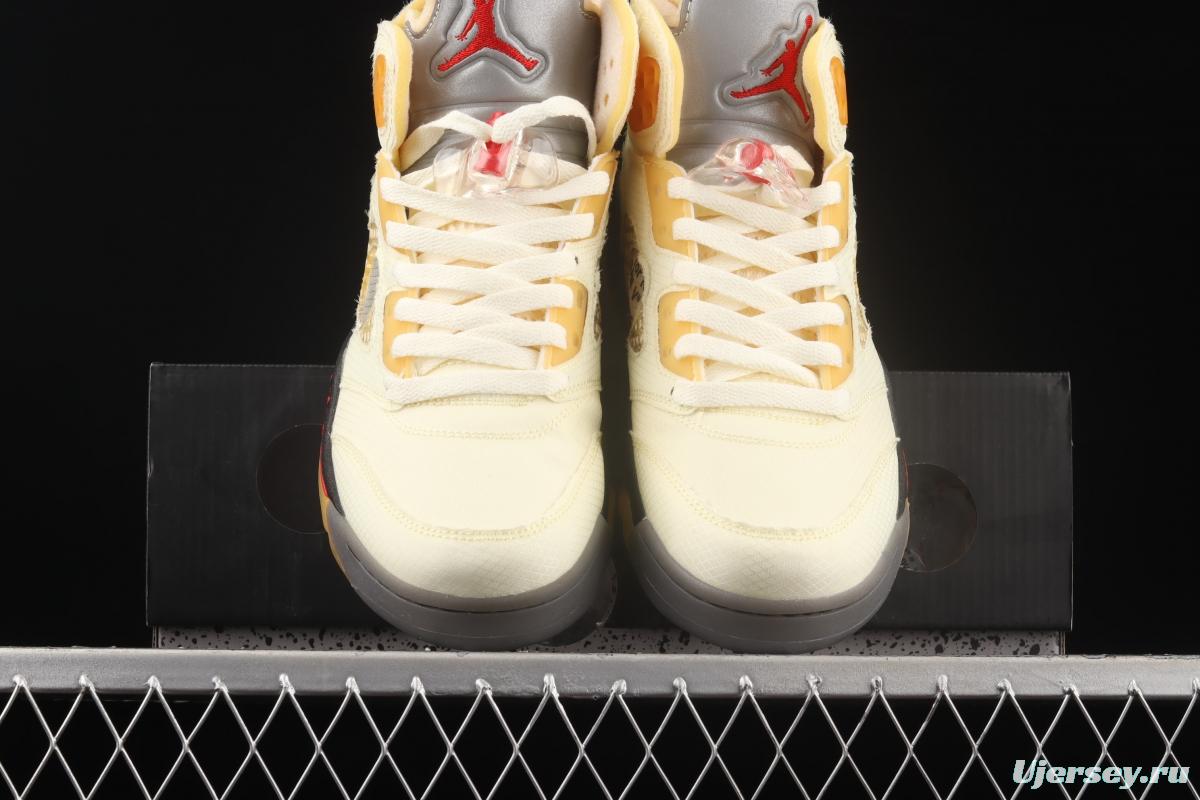 OFF-White x Air Jordan 5 White Sail Golden Cicada Wings DH8565-100