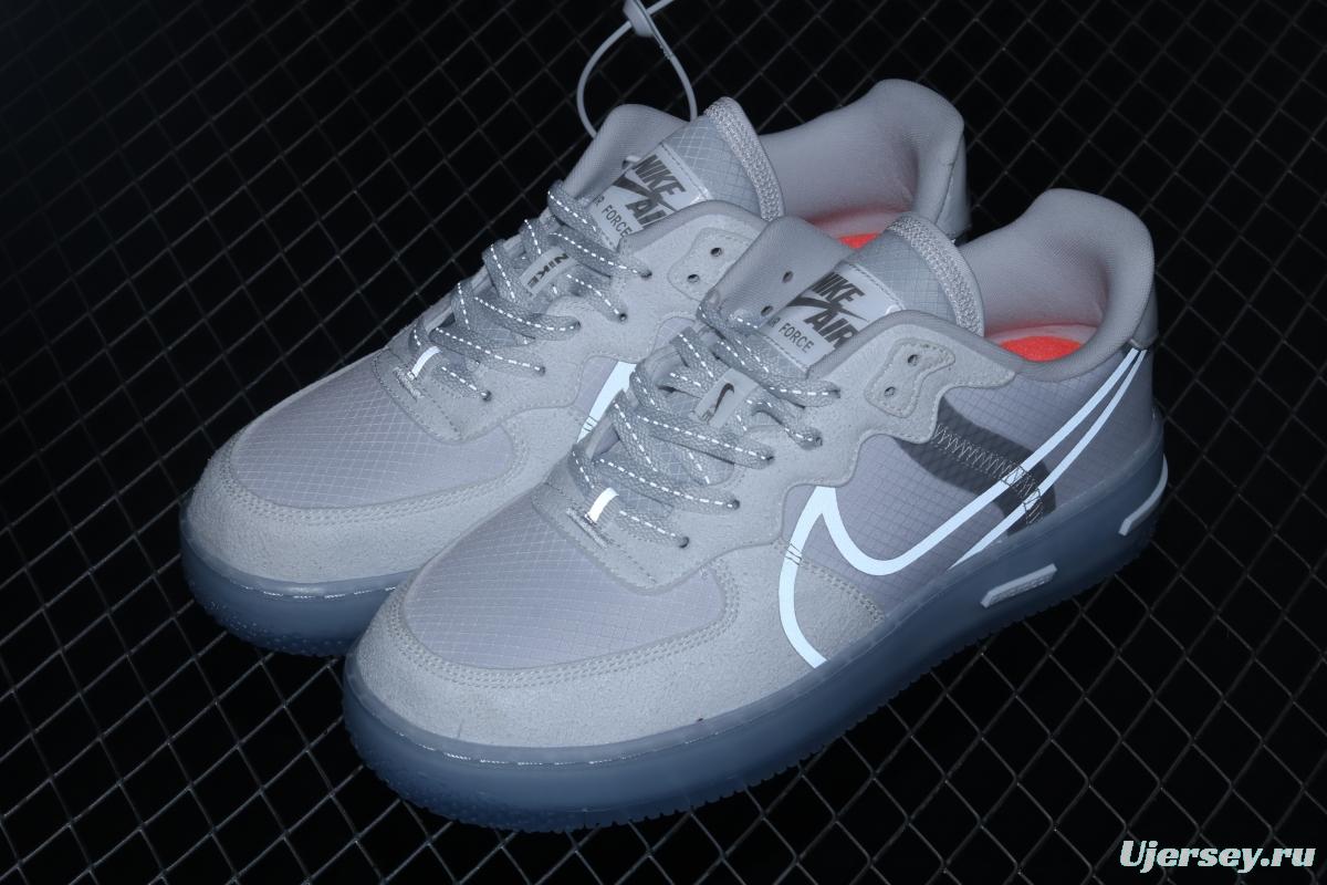 NIKE Air Force 1 React QS Light Bone Analysis of Ice Blue low Upper Board shoes CQ8879-100