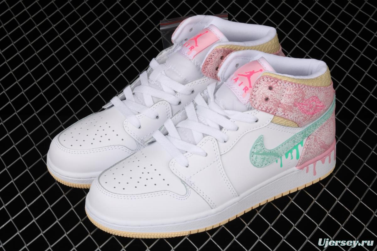 Air Jordan 1 Mid GS Ice Cream Bang Basketball shoes DD1666